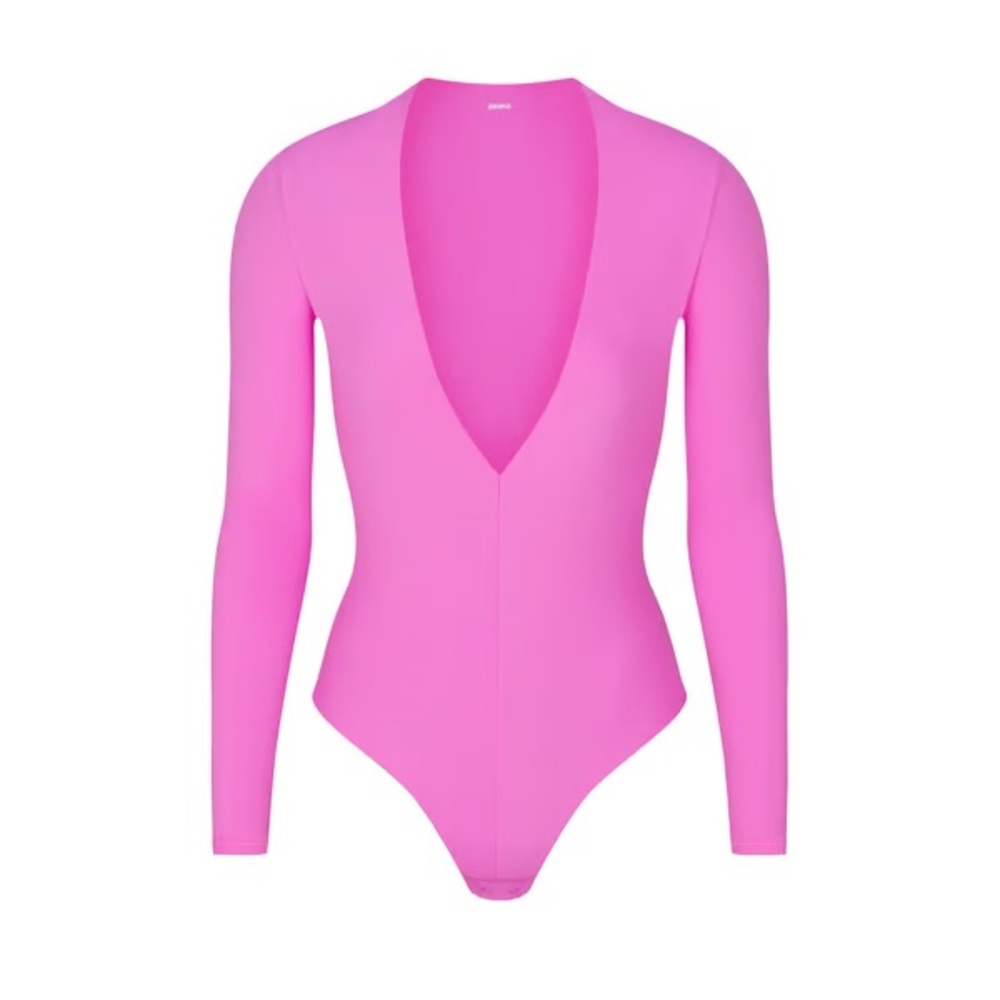 Skims Fits Everybody Plunge Bodysuit XS NEON ORCHID NEW NWT - Picture 2 of 5